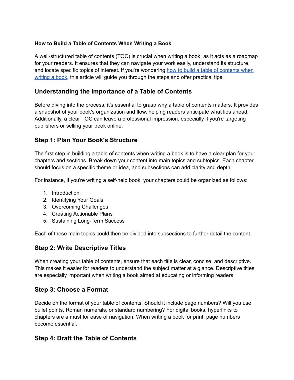 Ppt how to build a table of contents when writing a book powerpoint