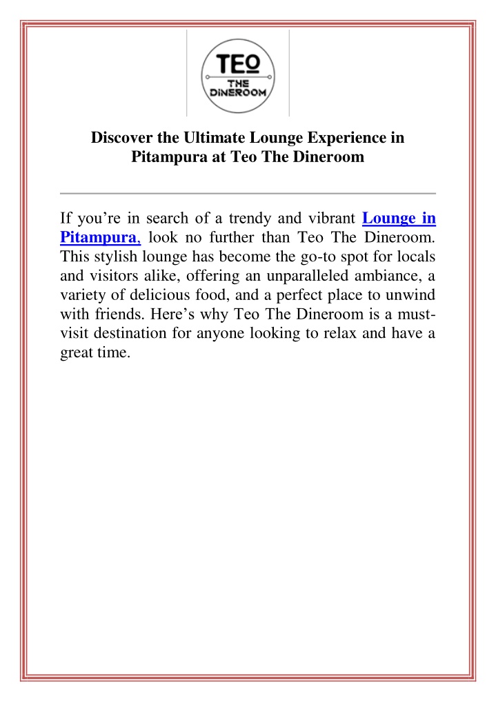 discover the ultimate lounge experience