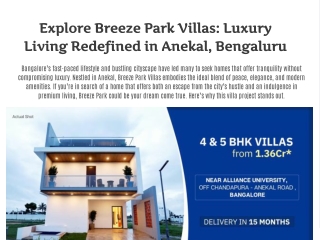 Luxury Villas in Anekal, Bangalore - Breeze Park