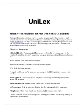 File Your One Person Company Annual Return: Expert Help from Unilex Consultants