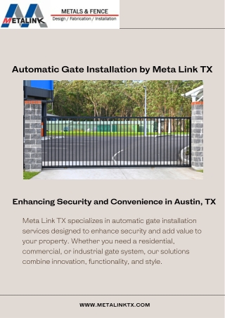 Automatic Gate Installation by Meta Link TX