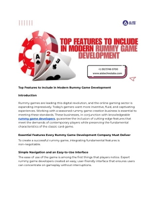 top features to include in modern rummy game