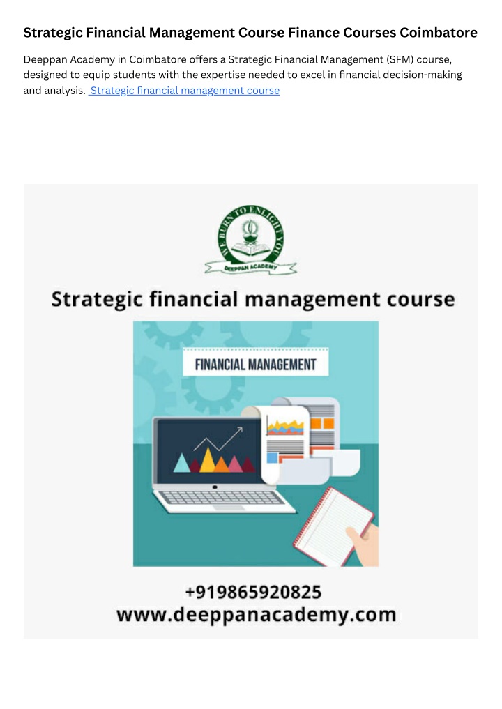 strategic financial management course finance