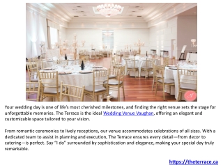 Celebrate at The Terrace's Premier Wedding Venue & Banquet Hall in Vaughan.PPTX