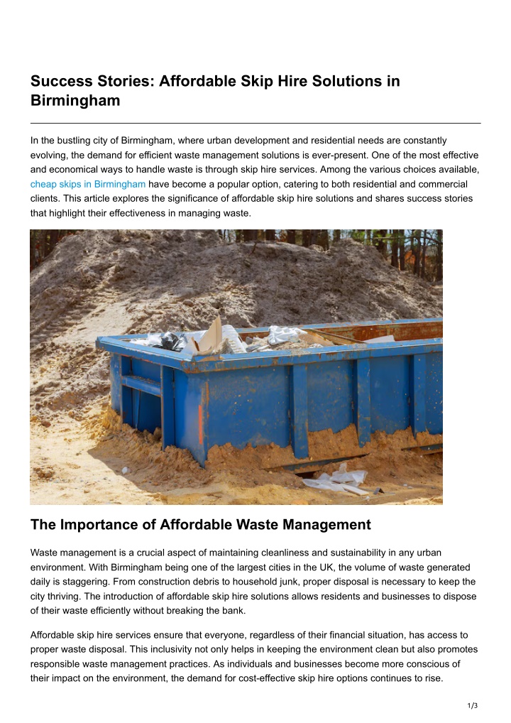 success stories affordable skip hire solutions