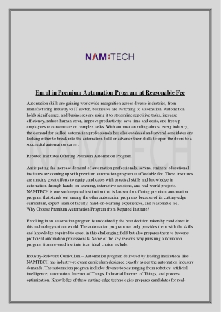 enrol in premium automation program at reasonable
