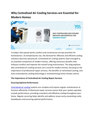 Why Centralised Air Cooling Services are Essential for Modern Homes