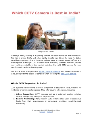 Which CCTV Camera is the Best in India