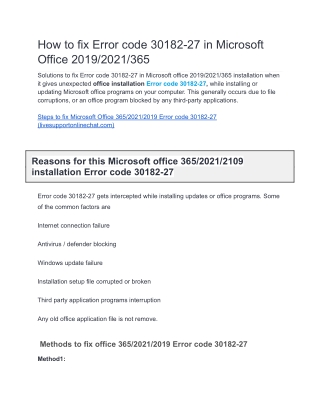 How to fix Error code 30182-27 in Microsoft Office 2019/2021/365