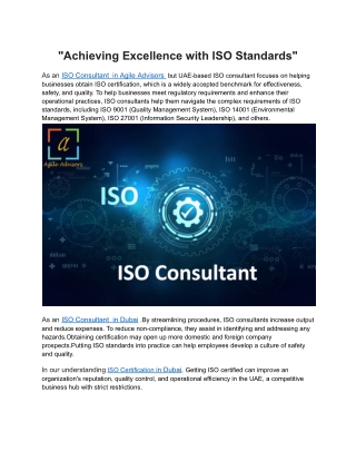 achieving excellence with iso standards