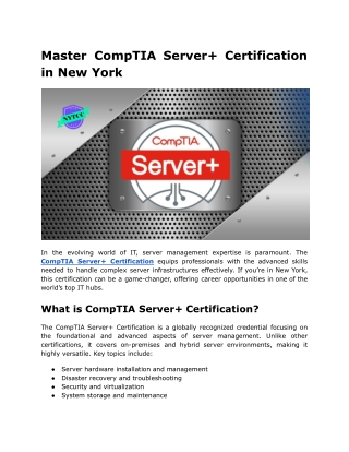 master comptia server certification in new york