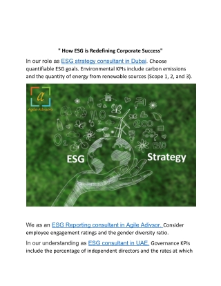 how esg is redefining corporate success