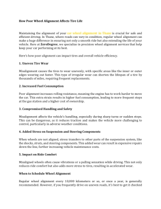 How Poor Wheel Alignment Affects Tire Life