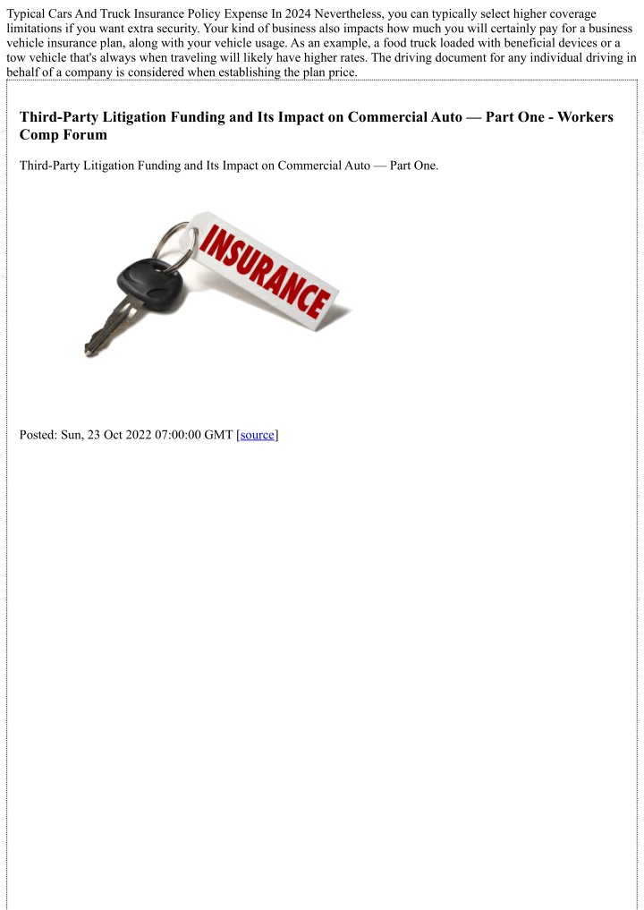 typical cars and truck insurance policy expense