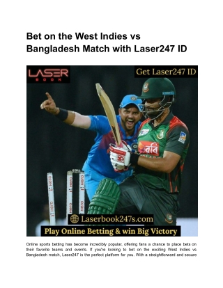 Bet on the West Indies vs Bangladesh Match with Laser247 ID