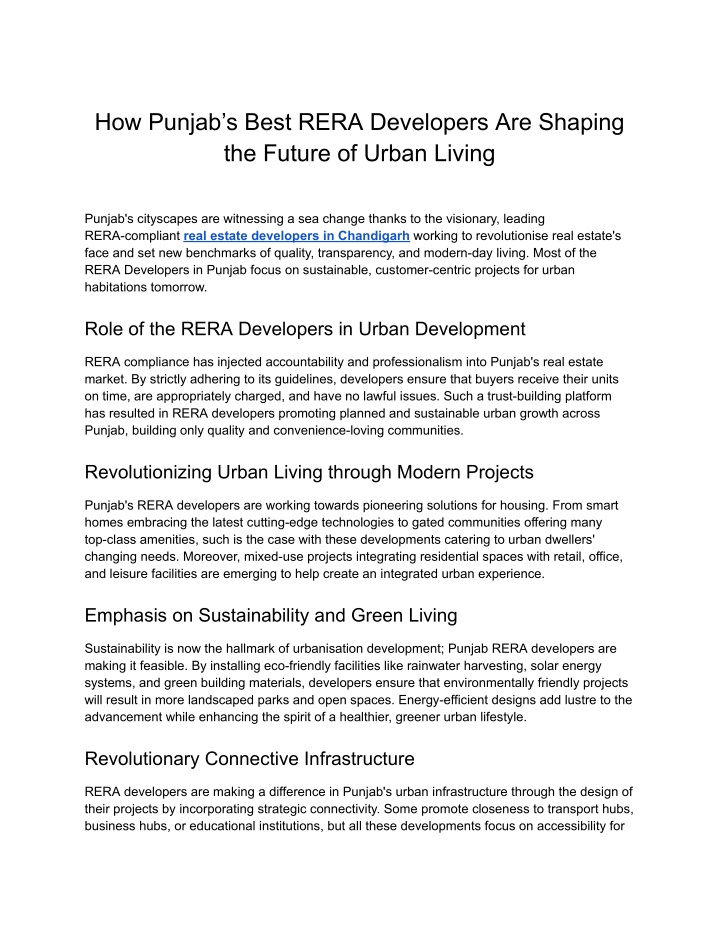 how punjab s best rera developers are shaping