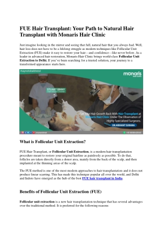 FUE Hair Transplant in Delhi