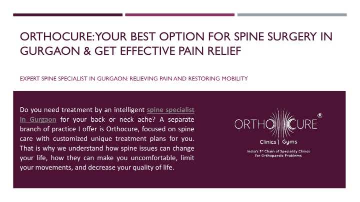 orthocure your best option for spine surgery in gurgaon get effective pain relief