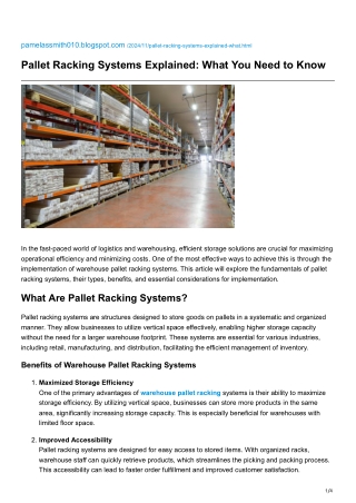 Pallet Racking Systems Explained What You Need to Know