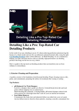 Detailing Like a Pro: Top-Rated Car Detailing Products