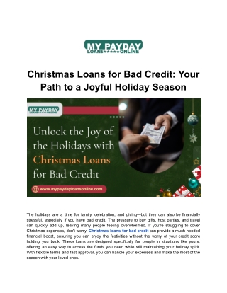 Make This Christmas Special with Quick Loans for Bad Credit