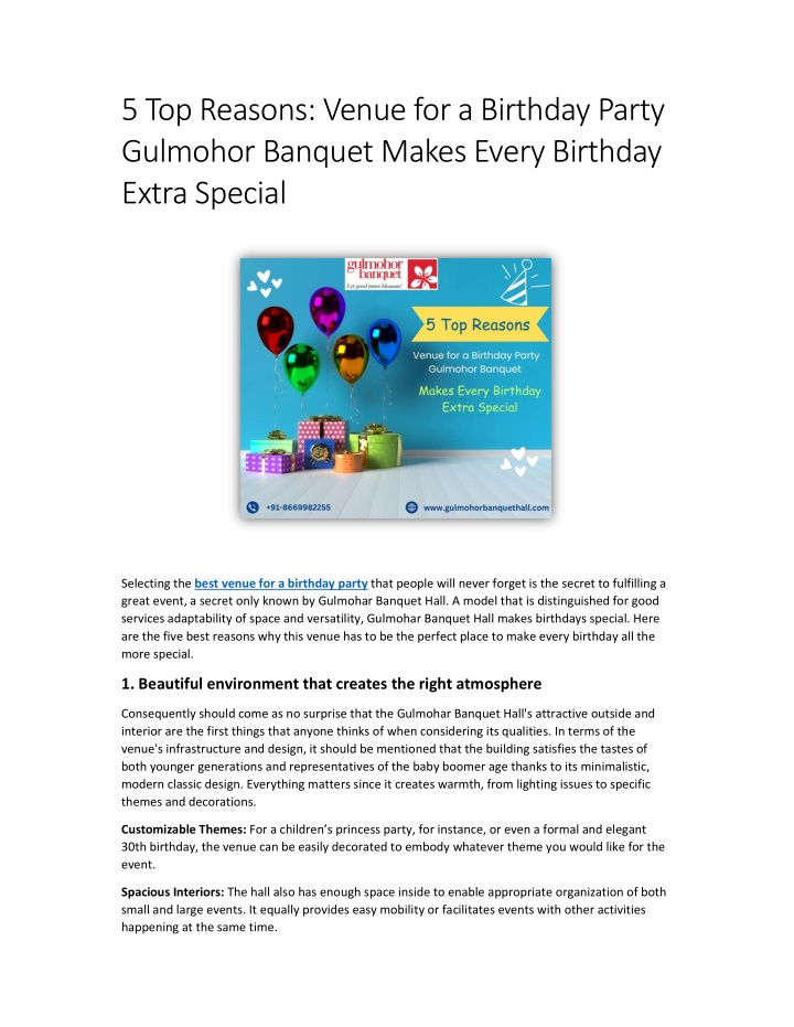 5 top reasons venue for a birthday party gulmohor