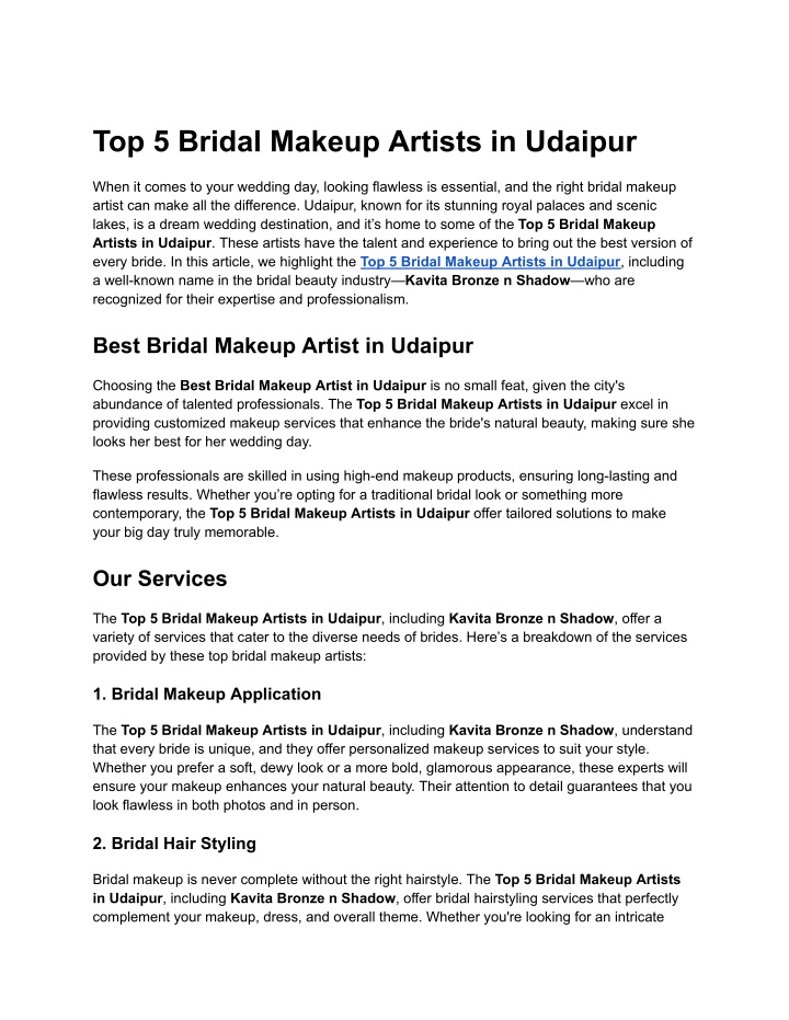 top 5 bridal makeup artists in udaipur