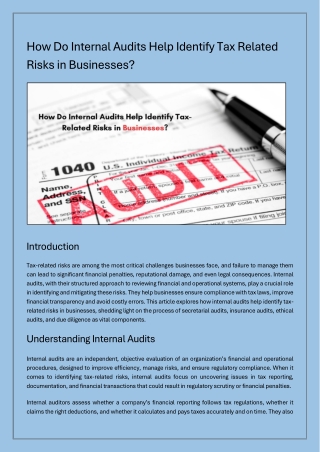 how do internal audits help identify tax related