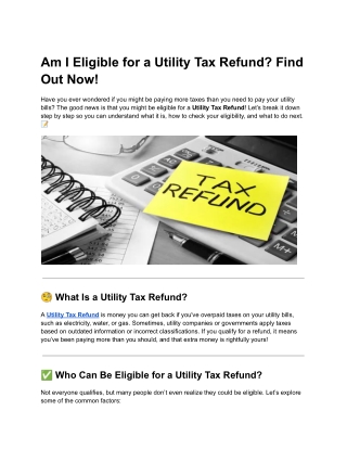 am i eligible for a utility tax refund find