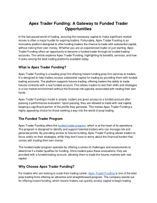 apex trader funding a gateway to funded trader