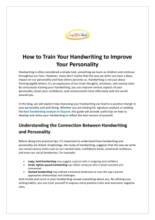 How to Train Your Handwriting to Improve Your Personality
