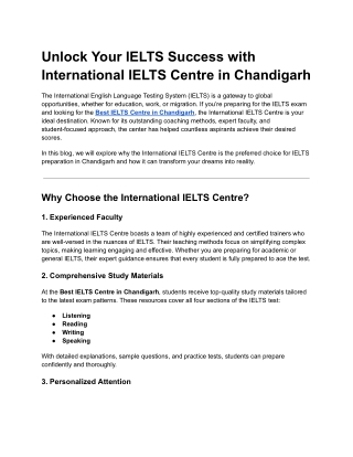 Unlock Your IELTS Success with International IELTS Centre in Chandigarh