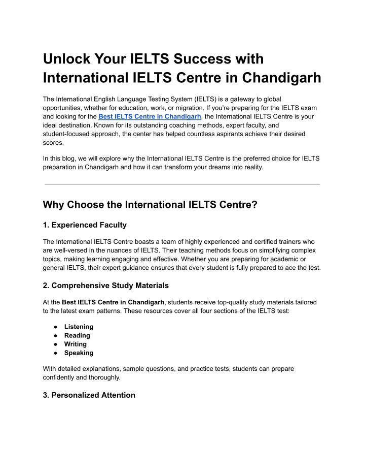 unlock your ielts success with international