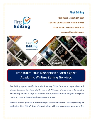 Transform Your Dissertation with Expert Academic Writing Editing Services