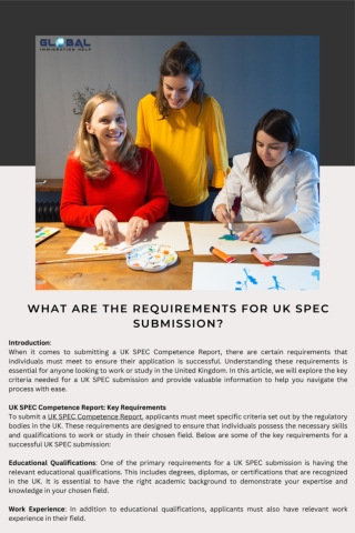 What are the Requirements for UK SPEC Submission