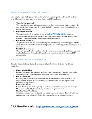 benefits of using dumpsboss for pmp preparation