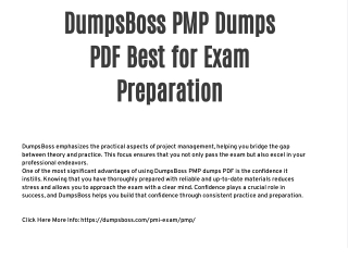 DumpsBoss PMP Dumps PDF to Pass the Exam Hassle-Free