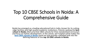 Top 10 CBSE Schools in Noida