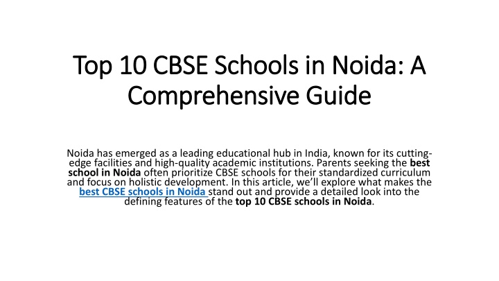 top 10 cbse schools in noida a comprehensive guide