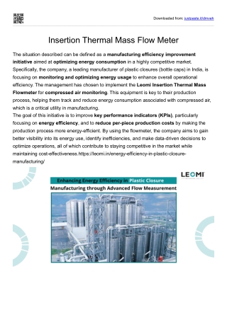 Insertion Thermal Mass Flow Meter