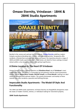 Omaxe Eternity, Vrindavan - 1BHK & 2BHK Studio Apartments