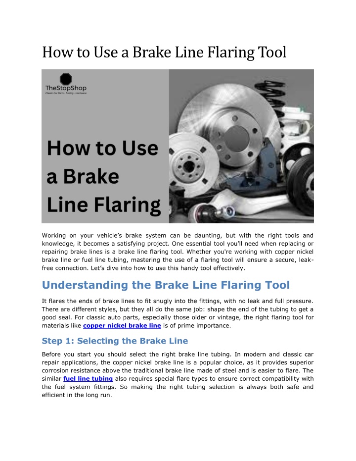 how to use a brake line flaring tool