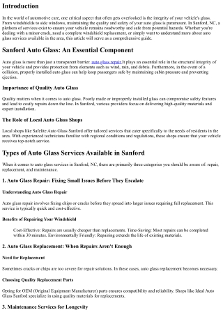A Complete Overview of Auto Glass Services Available in Sanford