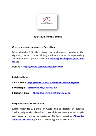 Abogado Divorcio Costa Rica - Bufete Melendez & Bonilla