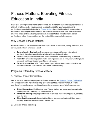 Fitness Matters_ Elevating Fitness Education in India