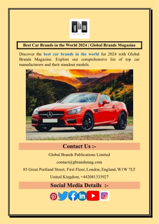 Best Car Brands in the World 2024  Global Brands Magazine