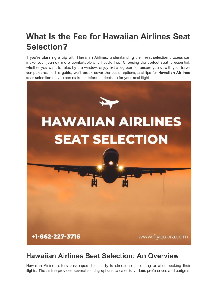 what is the fee for hawaiian airlines seat