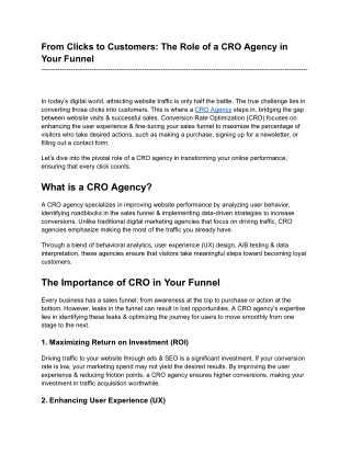 From Clicks to Customers: The Role of a CRO Agency in Your Funnel