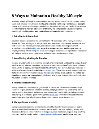 8 ways to maintain a healthy lifestyle