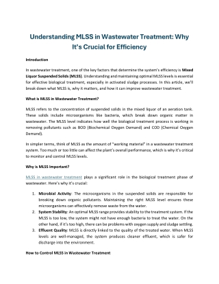 understanding mlss in wastewater treatment